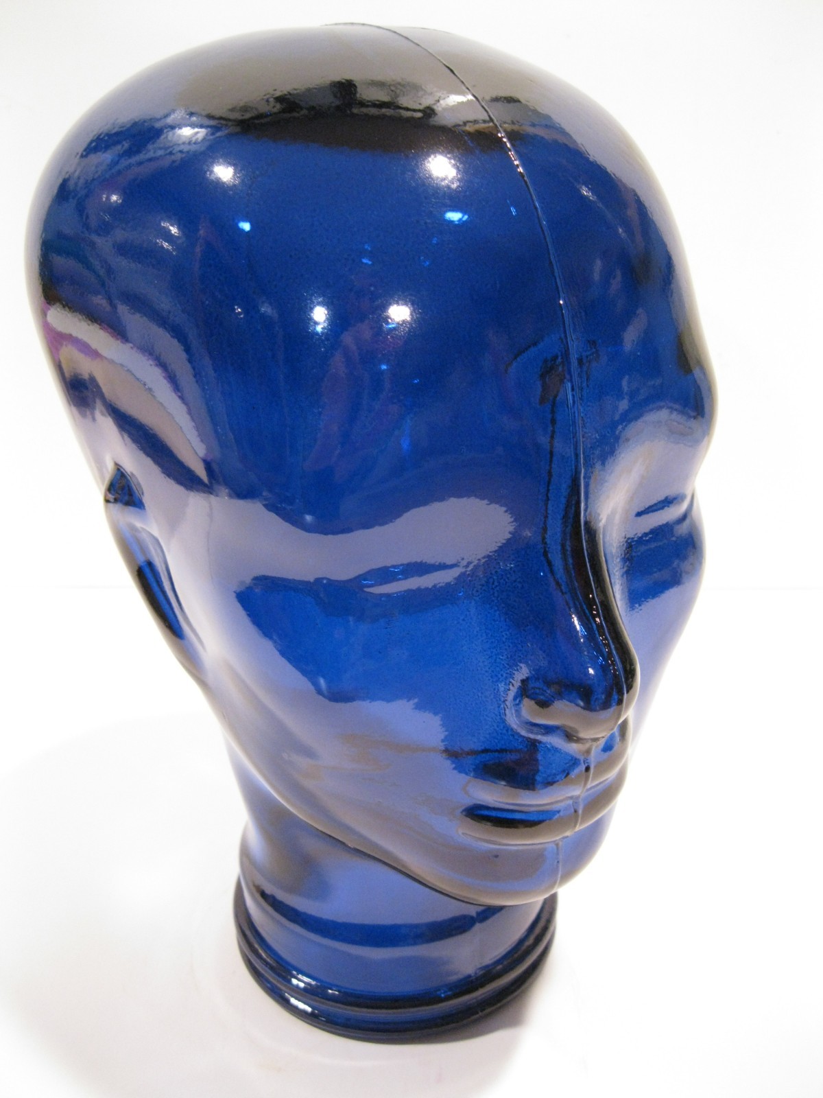 Glass Head Classic Blue, Life Size Mannequin Head for Decor, Display Hats, Wigs,