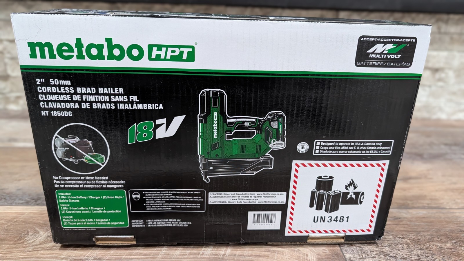 Metabo HPT 18V Cordless 18-Gauge Brad Nailer Kit Batt+Charge, Brushless NT1850DG