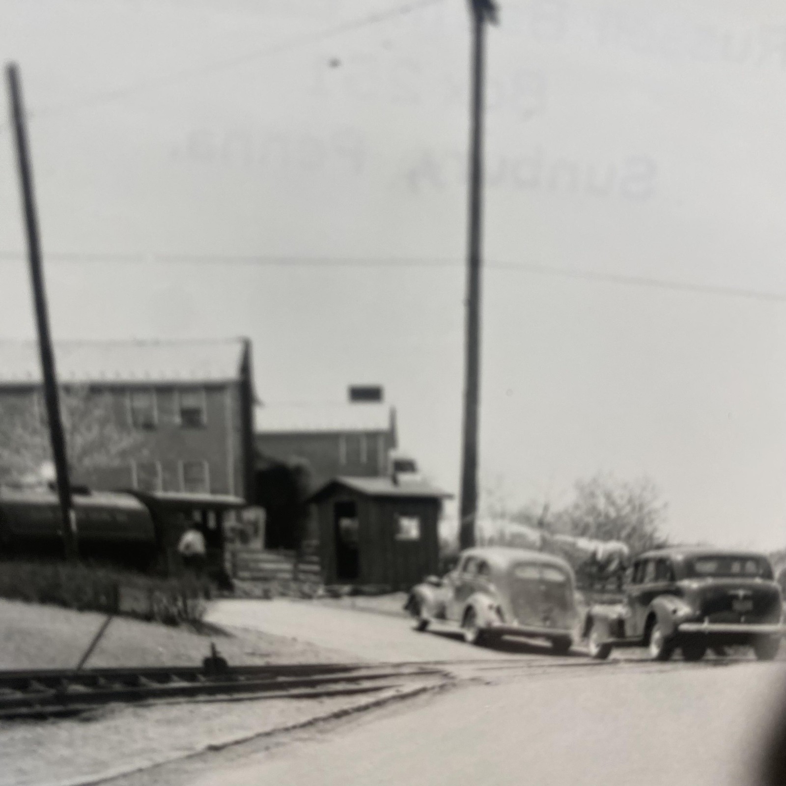 Vintage Railroad Crossing Cars Lackawanna Reading Photo 4x5 B&W Gelatin Original