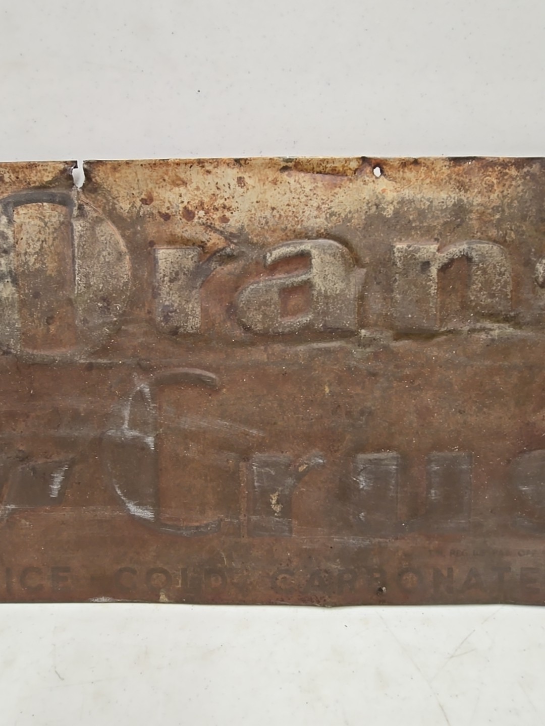 Vintage 1930s Orange Crush Ice Cold Carbonated Drink Embossed Double Bottle Sign