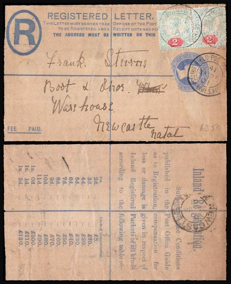 Boer War Registered Cover London GB KEVII Multiple Franking 1901