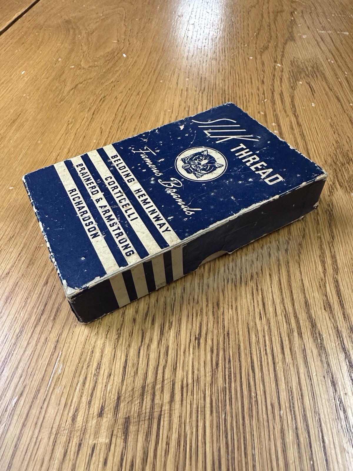 Vintage “Famous Brands” Silk Thread Box with 10 Wooden Spools - Mixed Lot