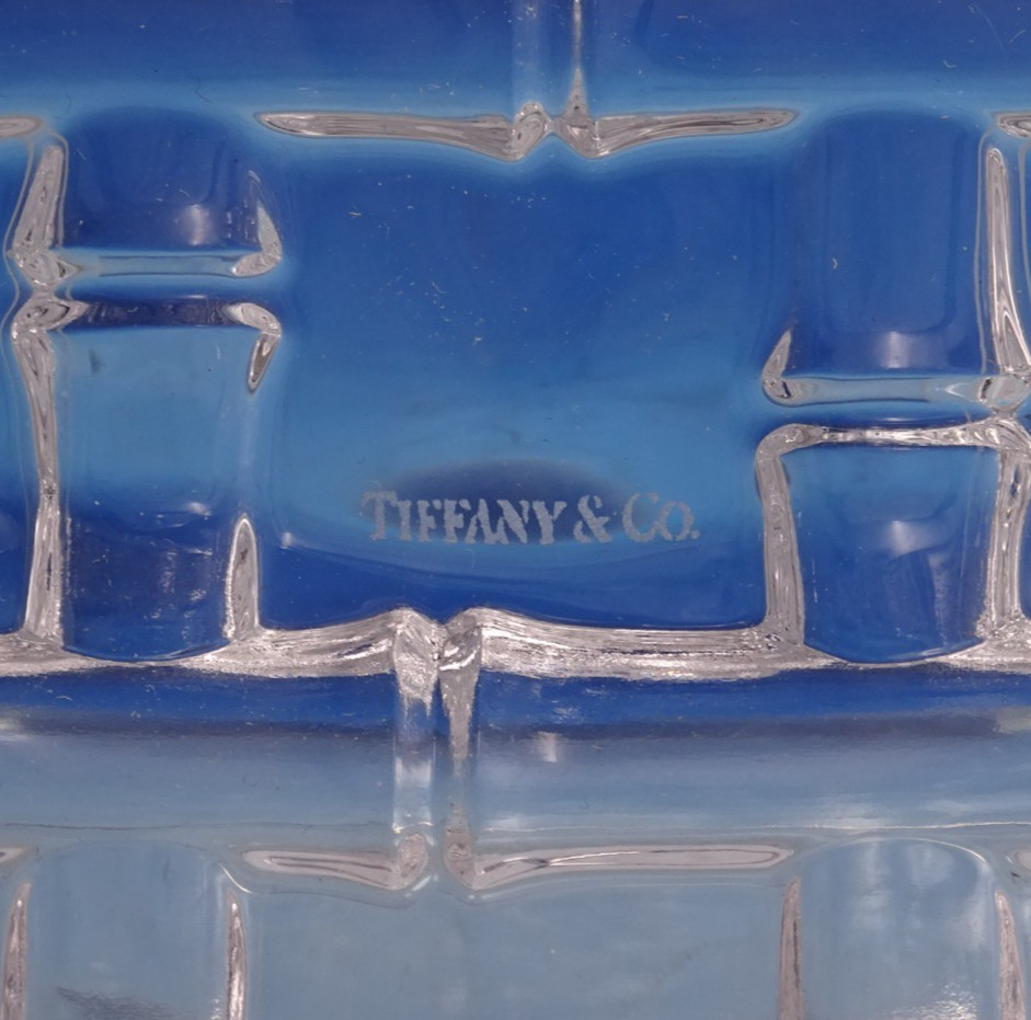 Bamboo by Tiffany and Co Crystal Serving Plate in Orig Box 1/2" x 7 3/4" (#8695)