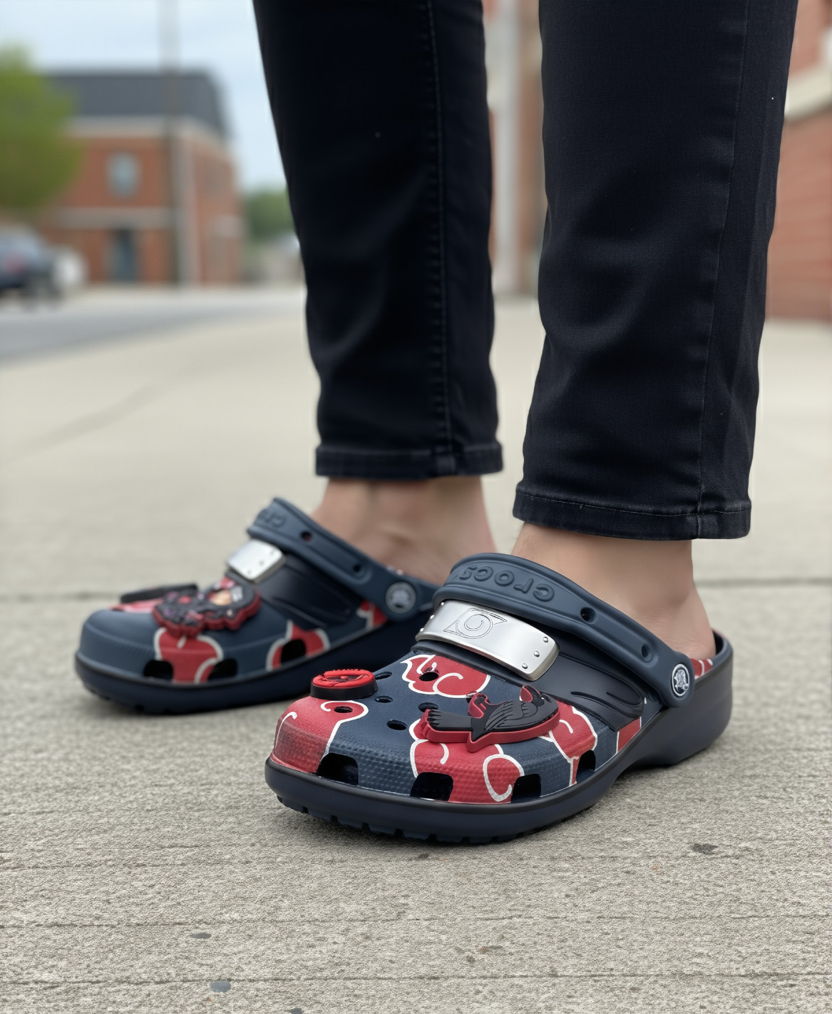 Naruto Crocs Akatsuki Anime Clogs Custom Jibbitz Slip On Sandals Unisex Shoes