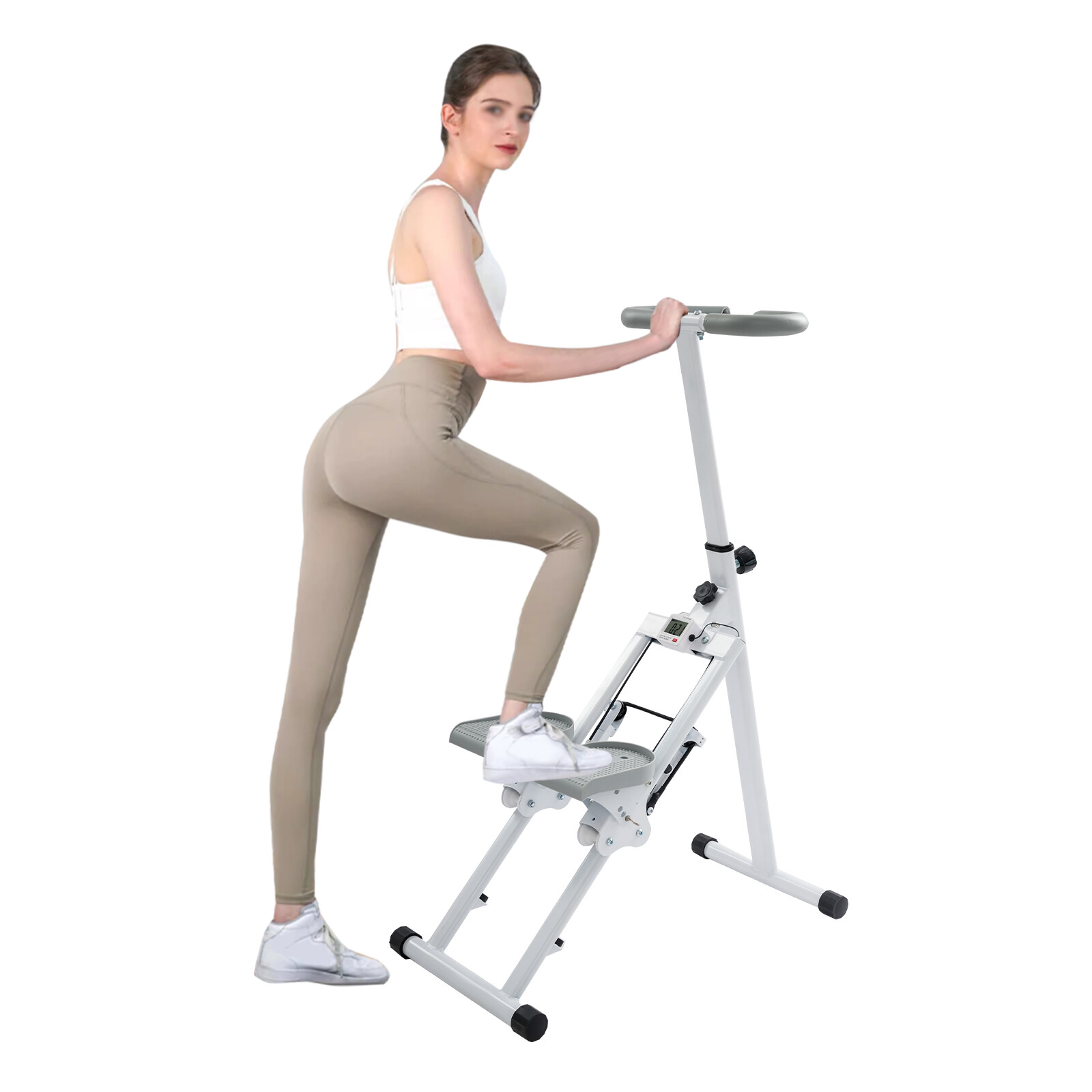 Foldable Stair Stepper Machine-Adjustable Vertical Climber For Full Body Workout