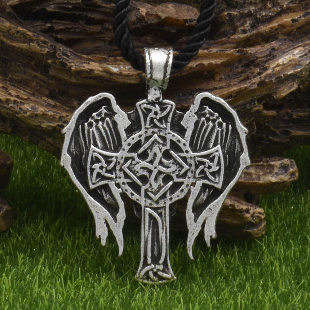Patron Saint St Michael Archangel Irish Celtic Cross Talisman Pendant Necklace
