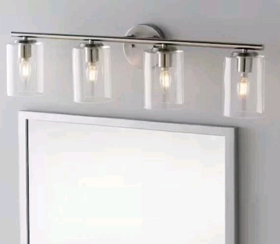 Hampton Bay Champlain 31.5 in. 4-Light Brushed Nickel Modern Bathroom Vanity