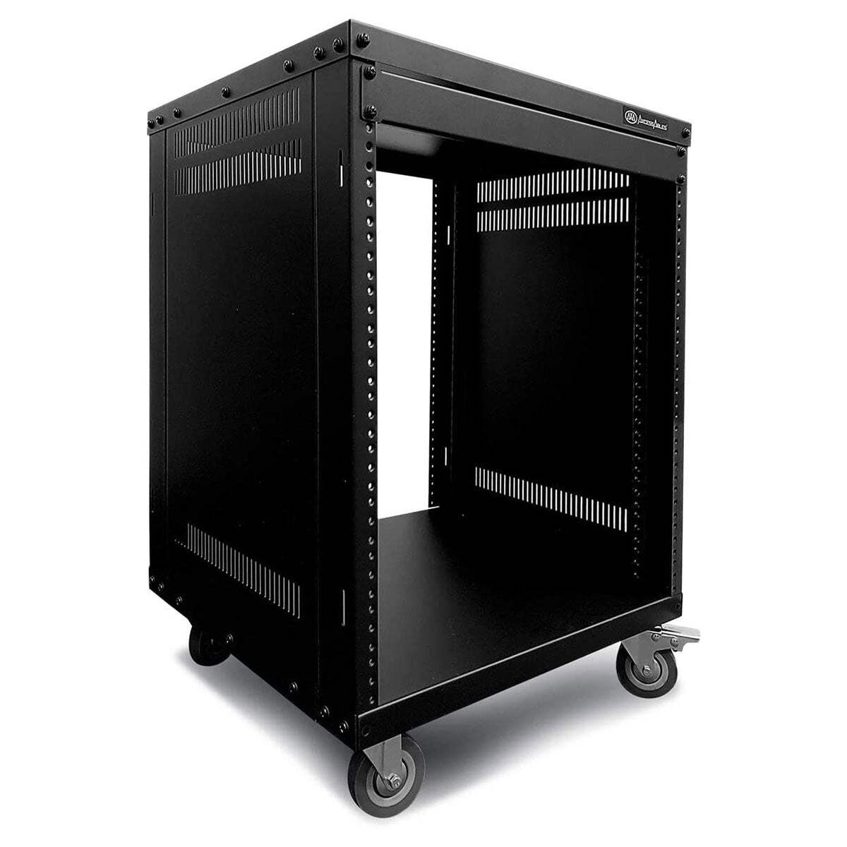 AxcessAbles 12U 19-Inch AV Rolling Equipment Rack Cabinet with Locking Wheels
