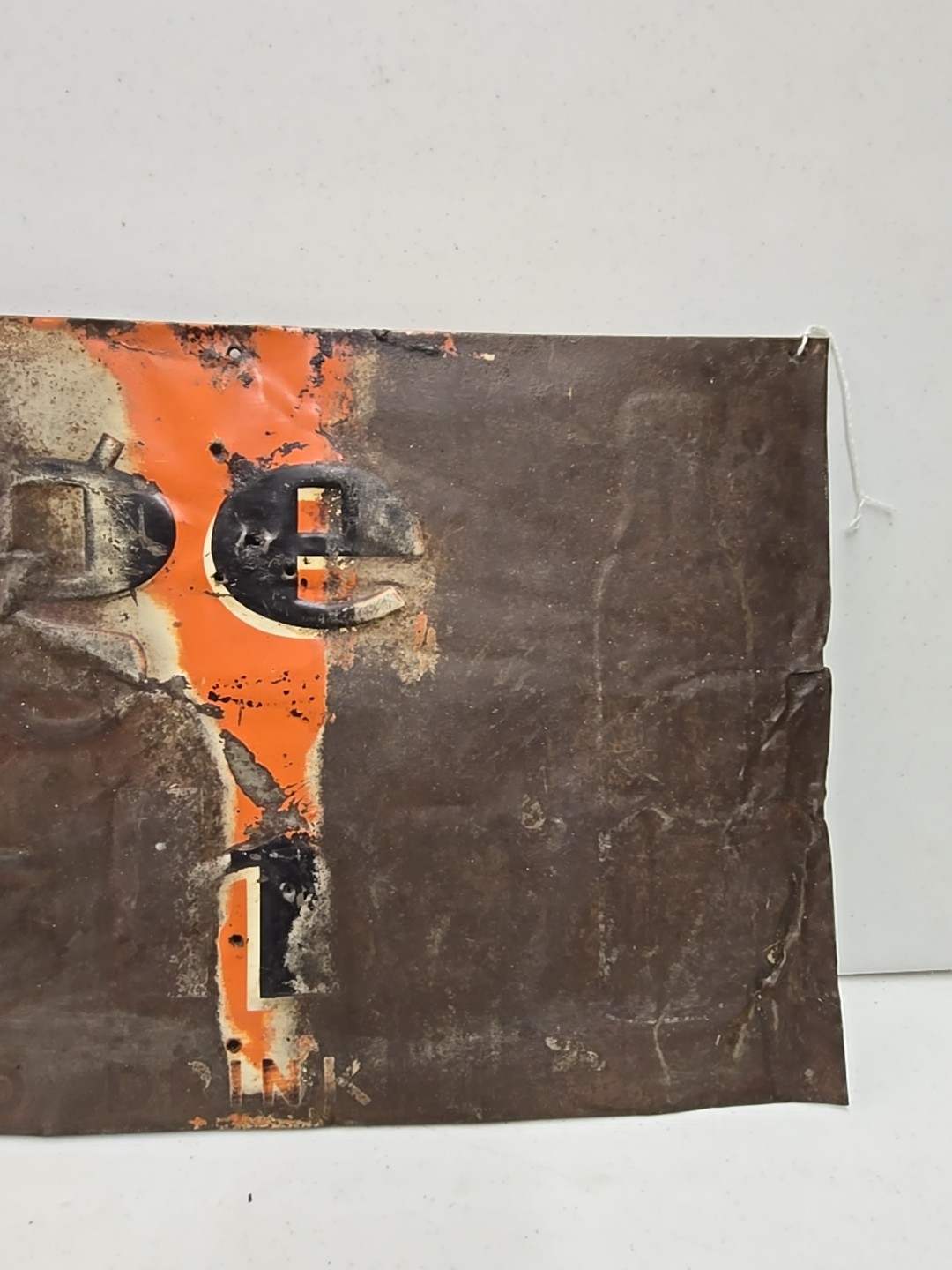 Vintage 1930s Orange Crush Ice Cold Carbonated Drink Embossed Double Bottle Sign