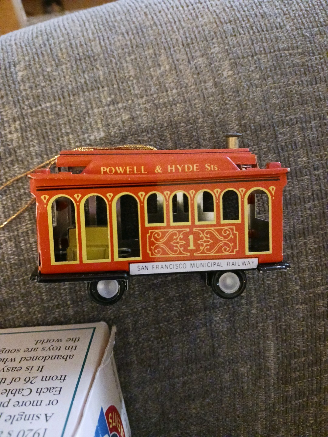 Vintage Schylling Cable Car Tin Toy Ornament, 1997 Collector Series. Box27