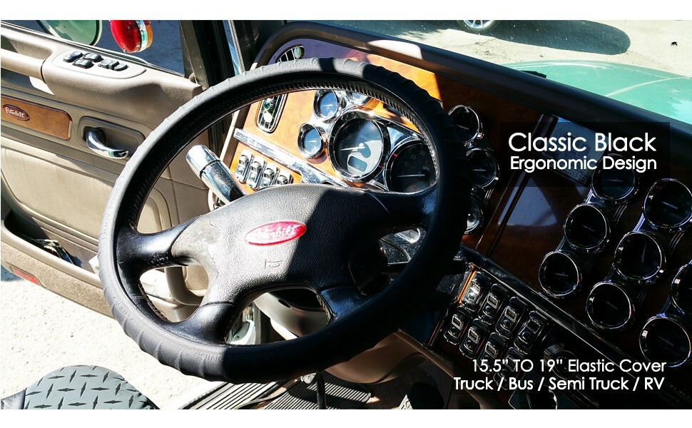 Silicone Semi-Truck Steering Wheel Cover Fits 16" 17" 18" 19" Maximum Grip