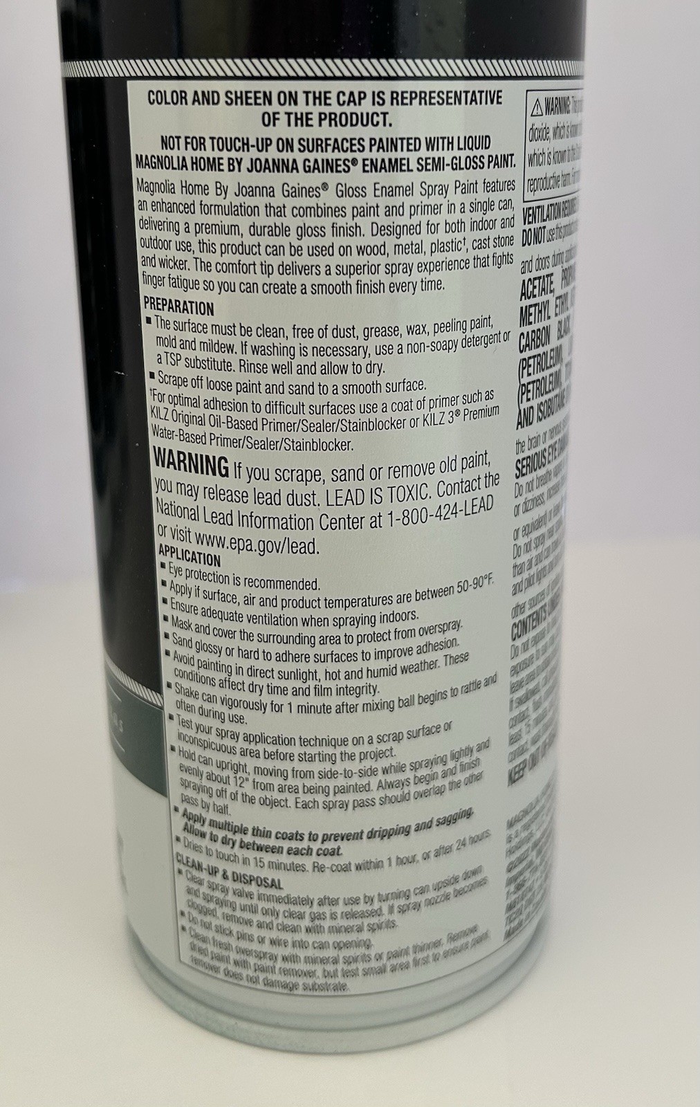 SET OF 4 Magnolia Home by Joanna Gaines Kilz Gloss Spray Paint ~ DUKE GRAY 12oz