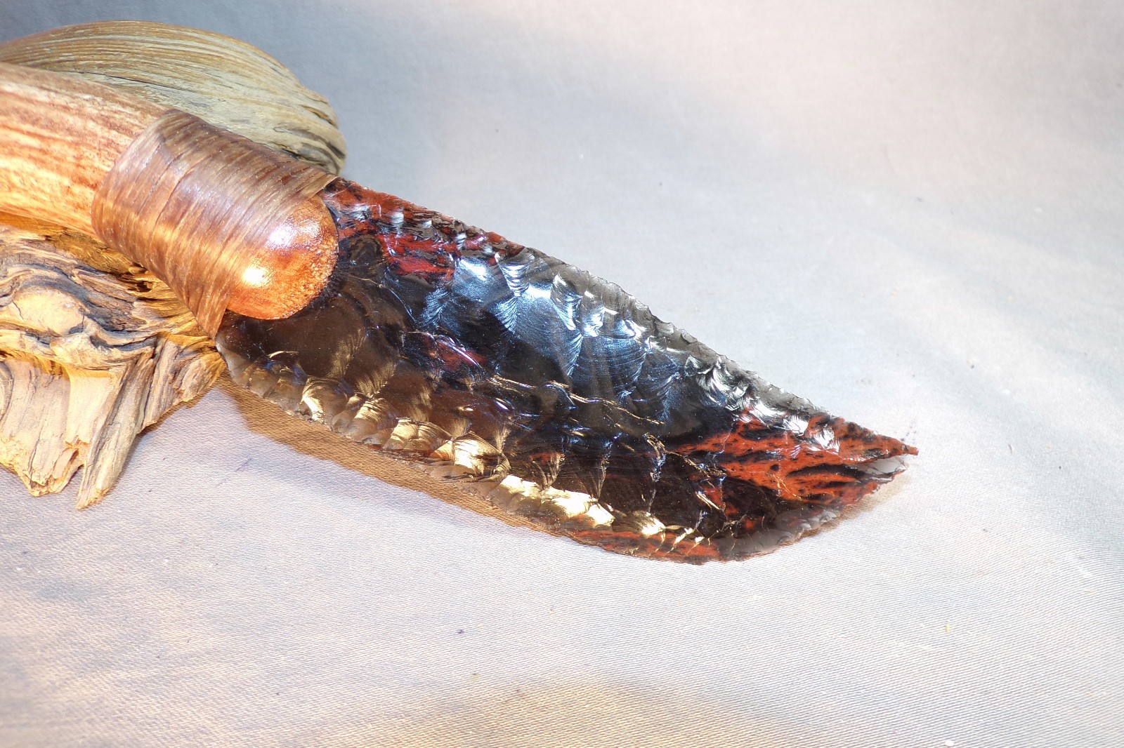 Triple Flow Obsidian Bowie Knife Flint Knapping Black Powder Mountain Man COA