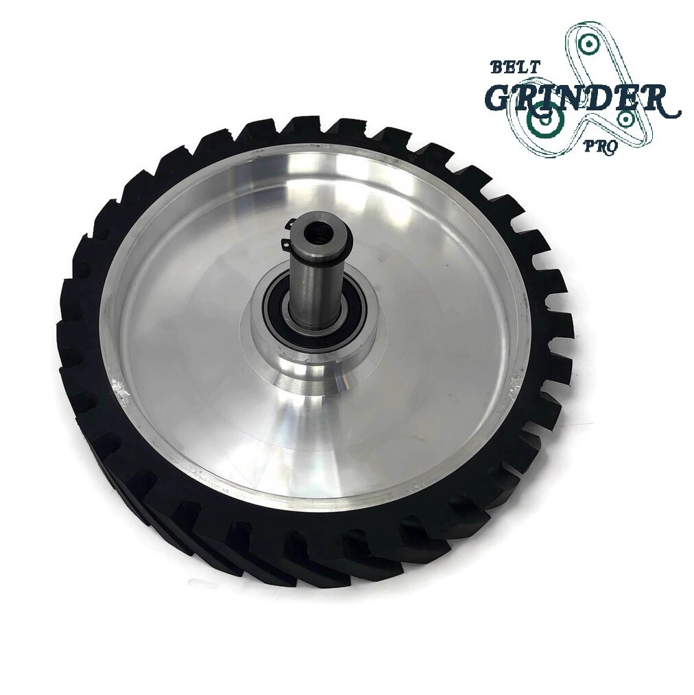 10" Belt Grinder Contact Wheel Serrated Rubber With 2 heavy Duty bearing 6205 RS