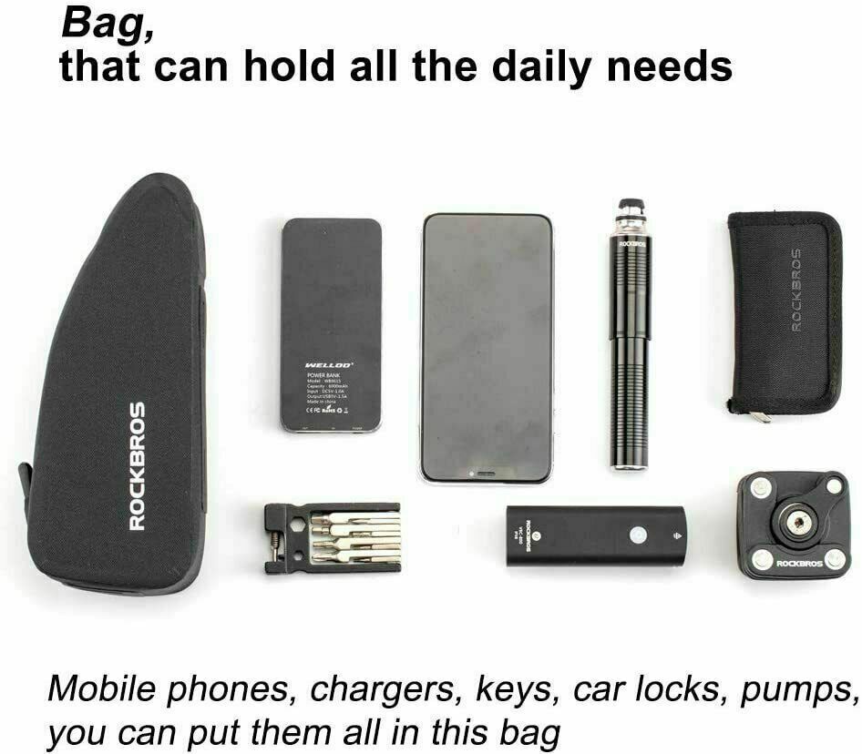 ROCKBROS Bicycle Front Frame Bag Nylon Bike Waterproof Top Tube Bag 1-1.6L