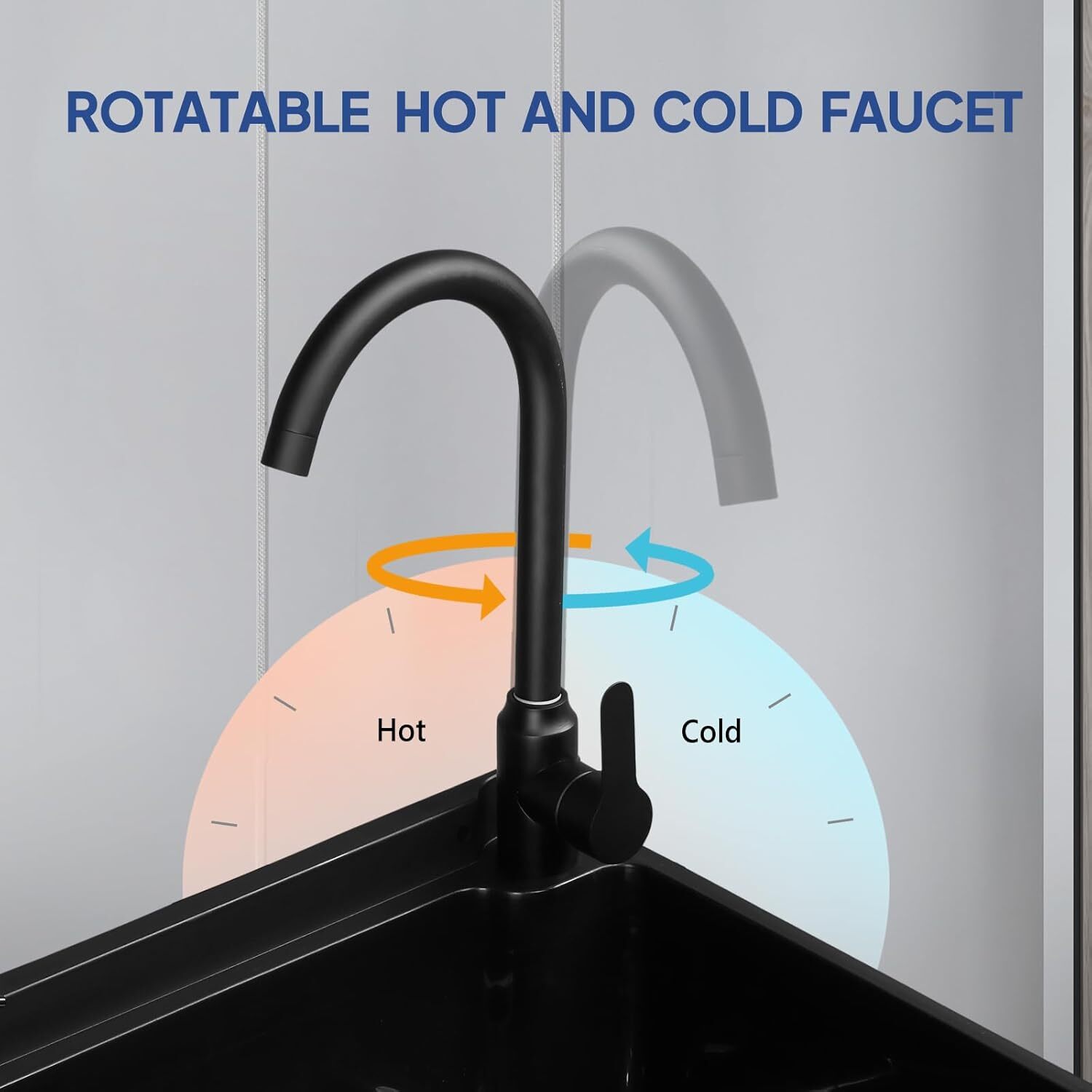 Plastic Wall-Mounted Utility Sink, Wall-Mounted Utility Tub with Hot&Cold Faucet