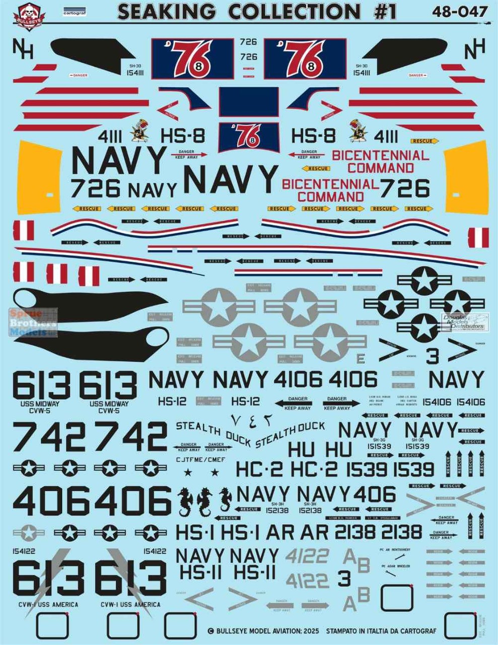 Bullseye 1/48 Decals #48047 Seaking Collection #1 for Hasegawa SH-3D/H Kits