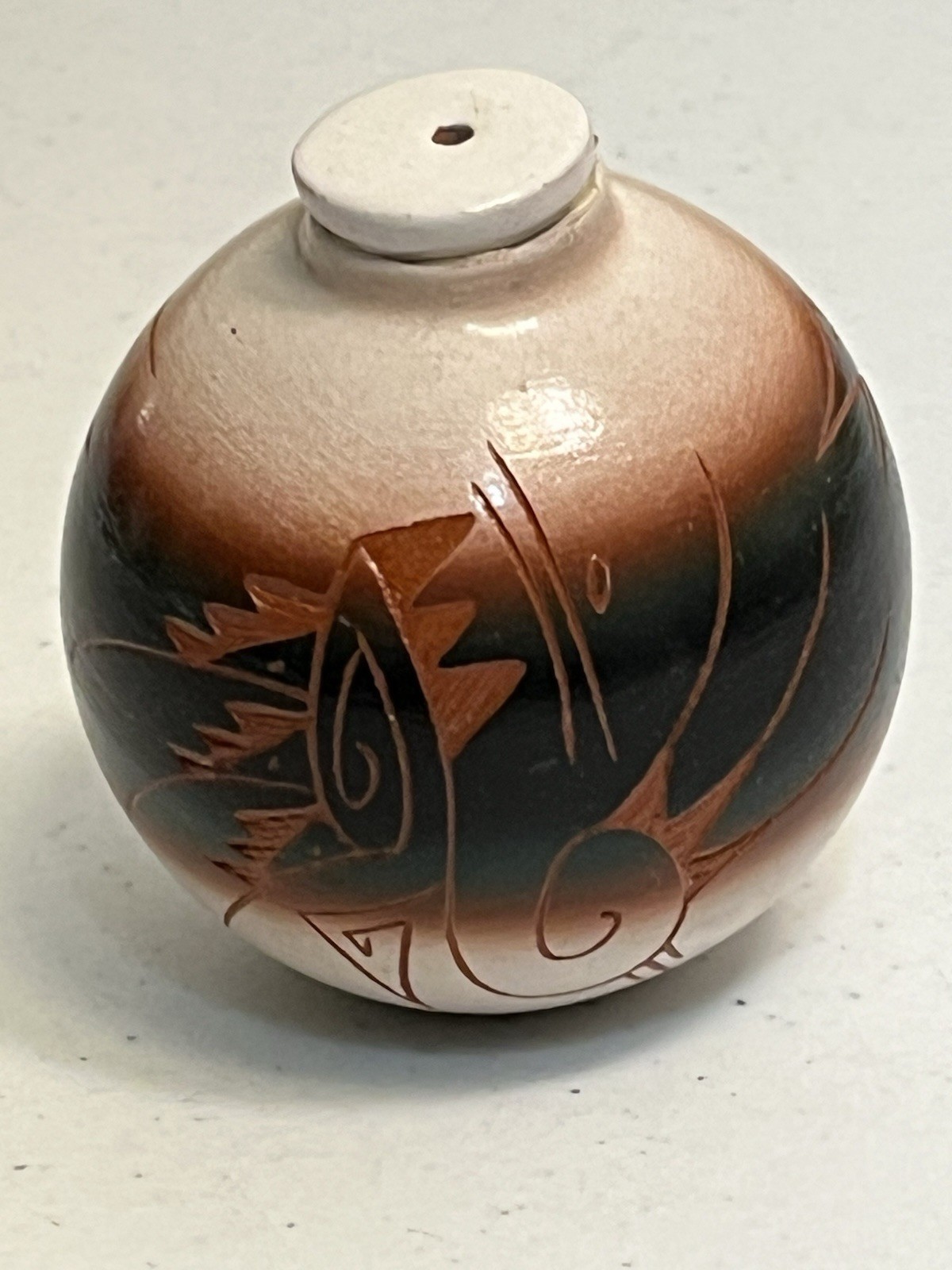 Mitchell Blackhorse Dine Hand-Crafted Native Wood Ornament, Bear Heartline, Claw