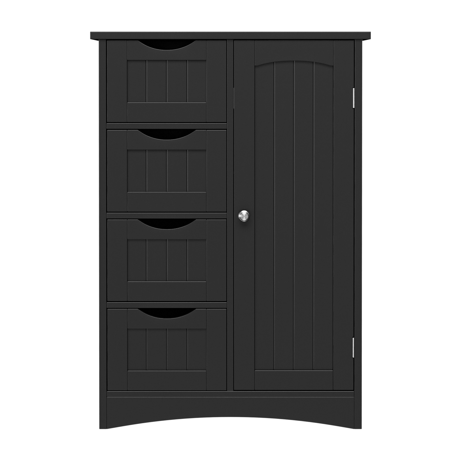 Bathroom Floor Storage Cabinet w/4 Drawers Adjustable Shelves Freestanding Black