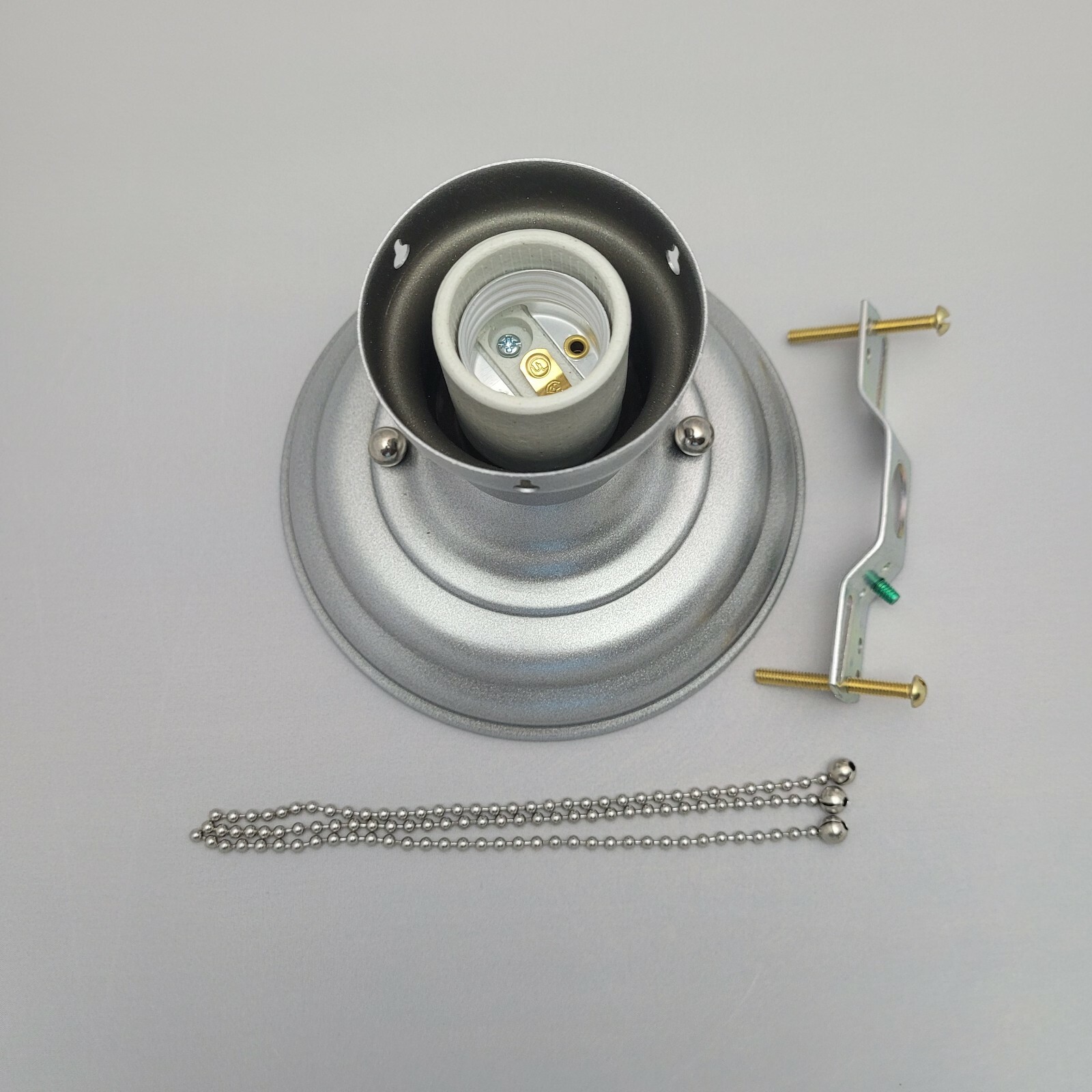 LOOK!!! NEW SILVER 3-CHAIN LIGHT FIXTURE -VINTAGE ART DECO SHADE Three Chain