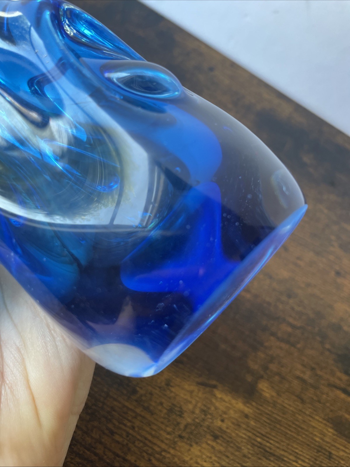 Vintage Art Glass Vase Jan Beranek for Skrdlovice Organic Shape Czech Bohemian