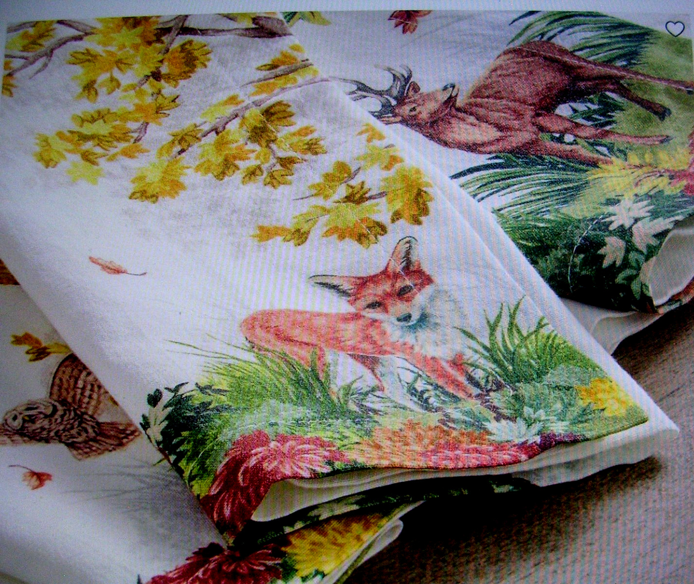 POTTERY BARN FANTASTICAL FOREST NAPKINS SET OF FOUR COTTON & LINEN NEW WITH TAGS