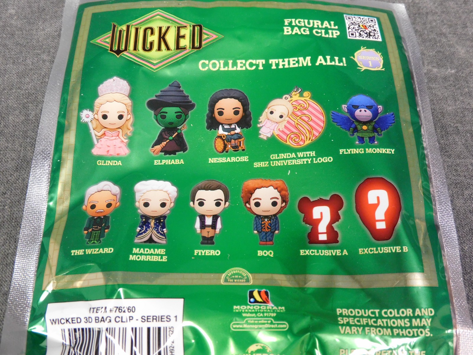 Wicked NEW * Glinda Clip * Blind Bag Key Chain Series 1 Monogram