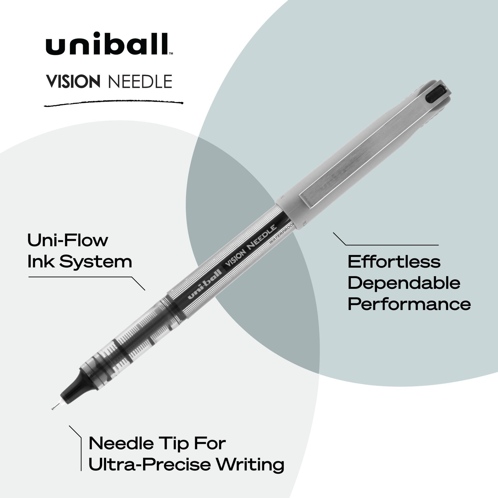 Uniball Vision Rollerball Pens, Fine Point (0.7Mm), Black, 36 Pack