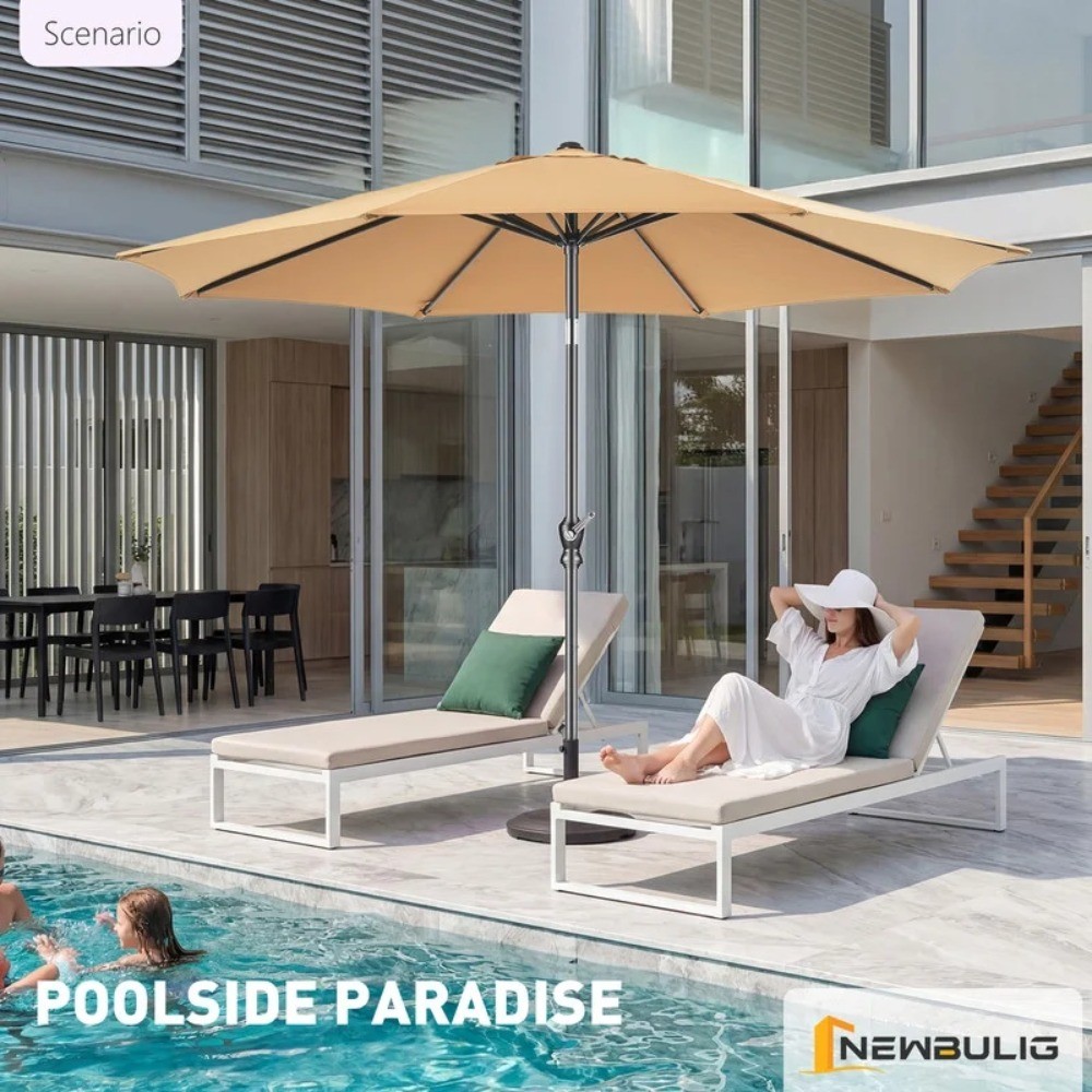 9FTOutdoor Patio Umbrella Outdoor Table Umbrella with Push Button Tilt and Crank