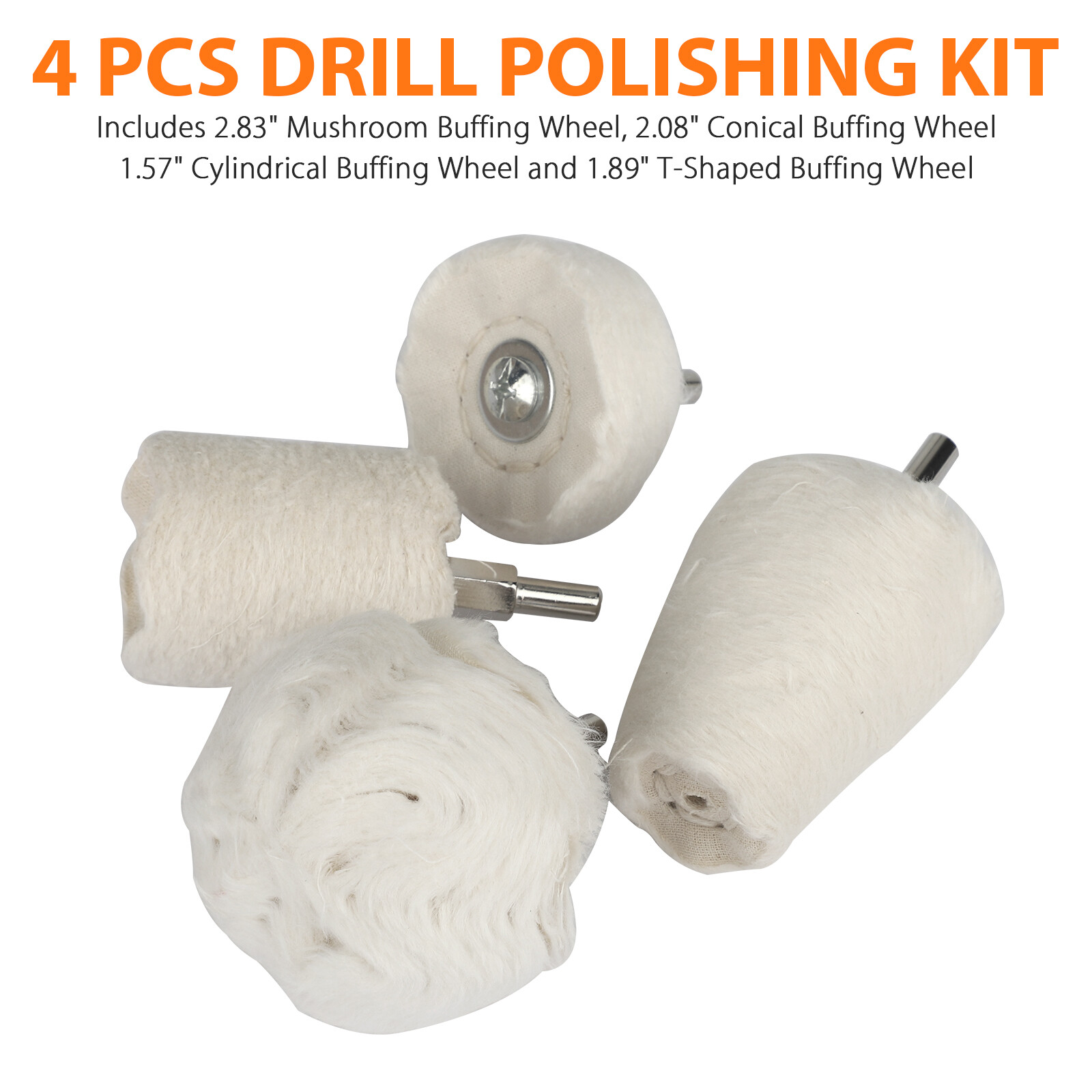 4Pcs White Cotton Pad Polishing Buffing Wheel Rims Car Motorcycle Kit For Drill