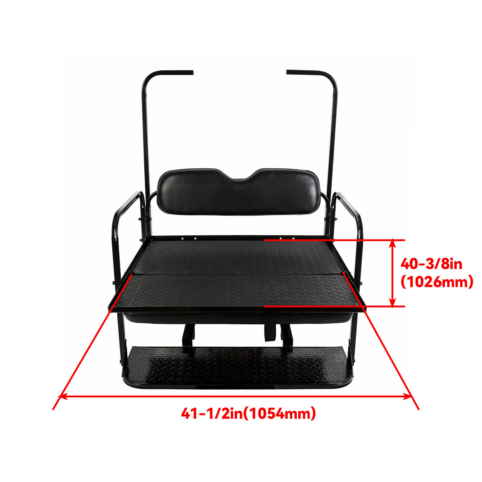 Golf Cart Flip Folding Rear Back Seat Kit w/ Roof Support For EZGO TXT 1995-UP
