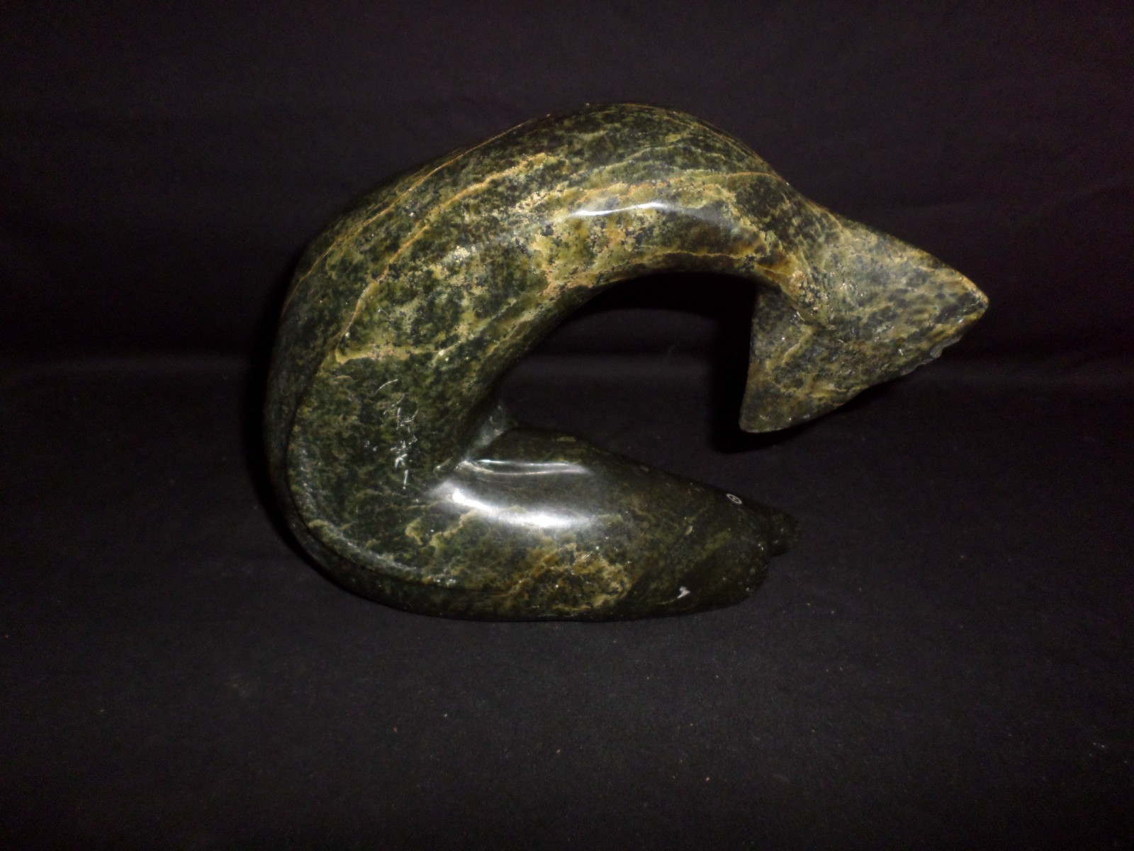 Fine Antique Native American Alaskan Cape Dorset Carved Serpentine Whale 10lb