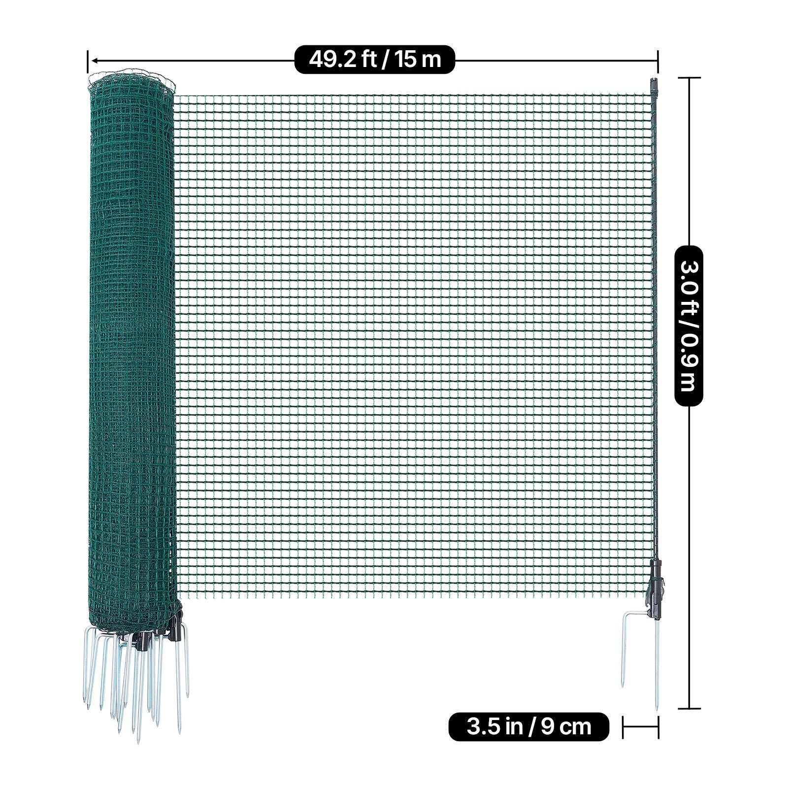 Uimoso Temporary Fence Netting with Posts 3 x 49.2 FT Plastic Safety Mesh Fence