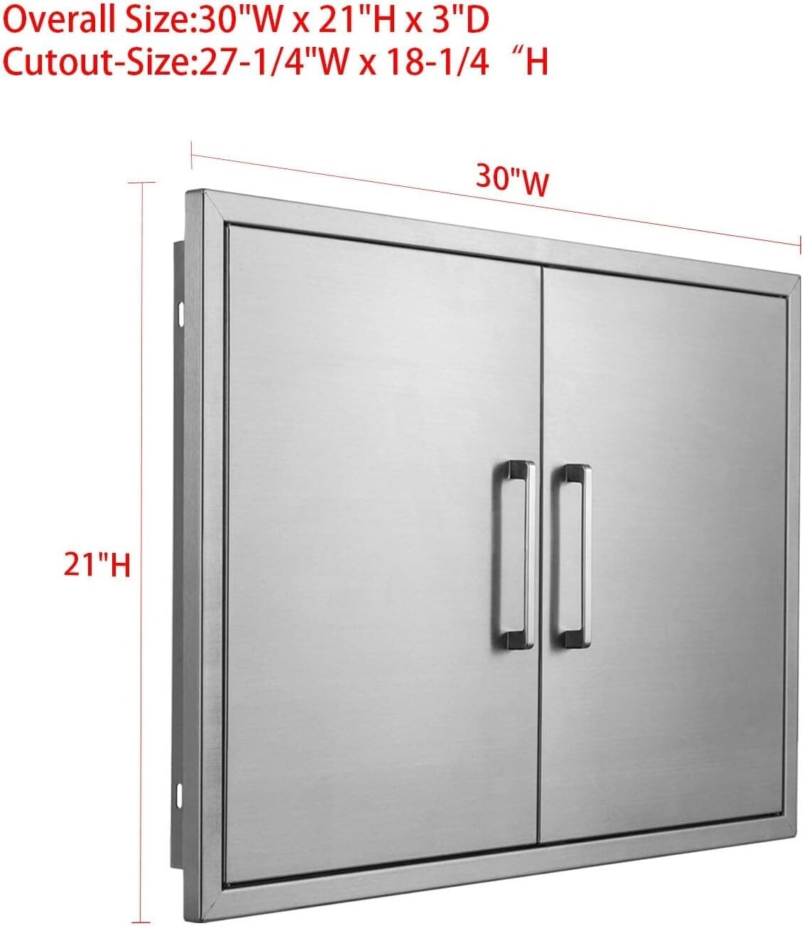 30 W x 21" H-Outdoor Kitchen Doors Stainless Steel BBQ Double Access Door