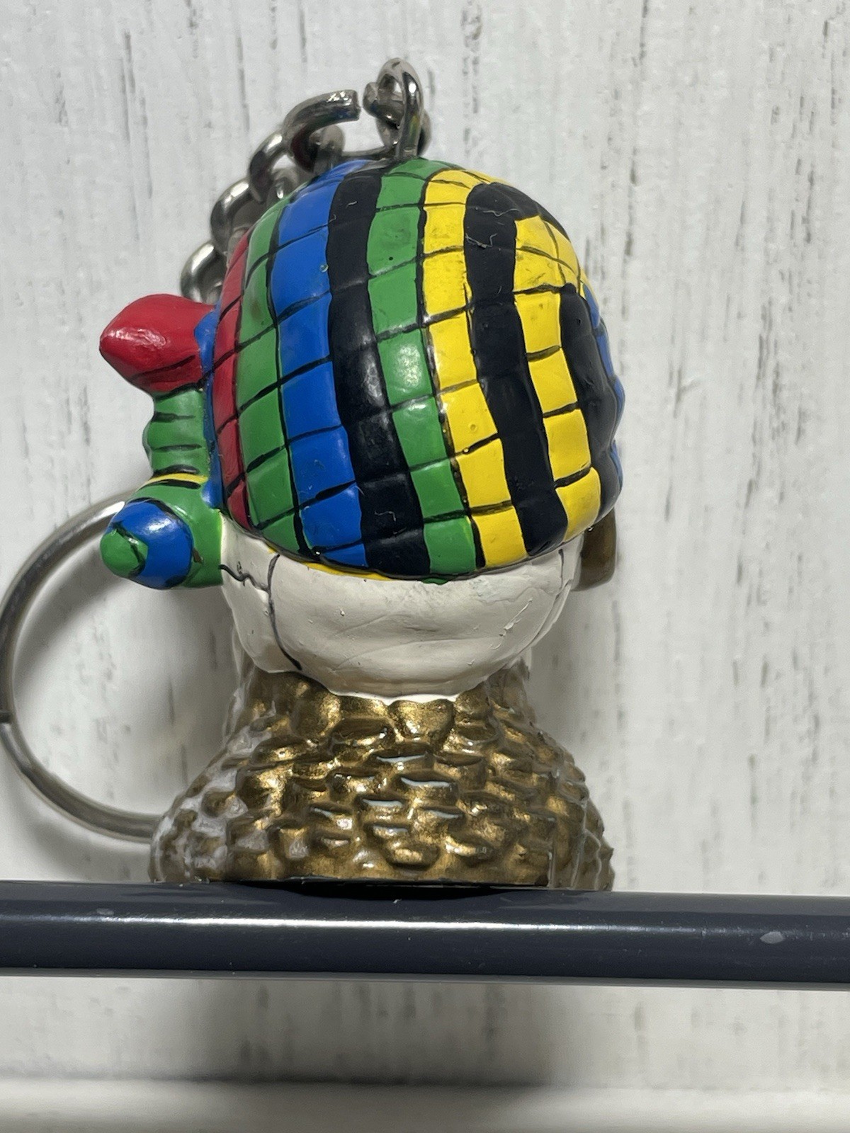 2012 Movie Treasure Island Souvenir Keychain Skull Head W/Multi Colored Bandana