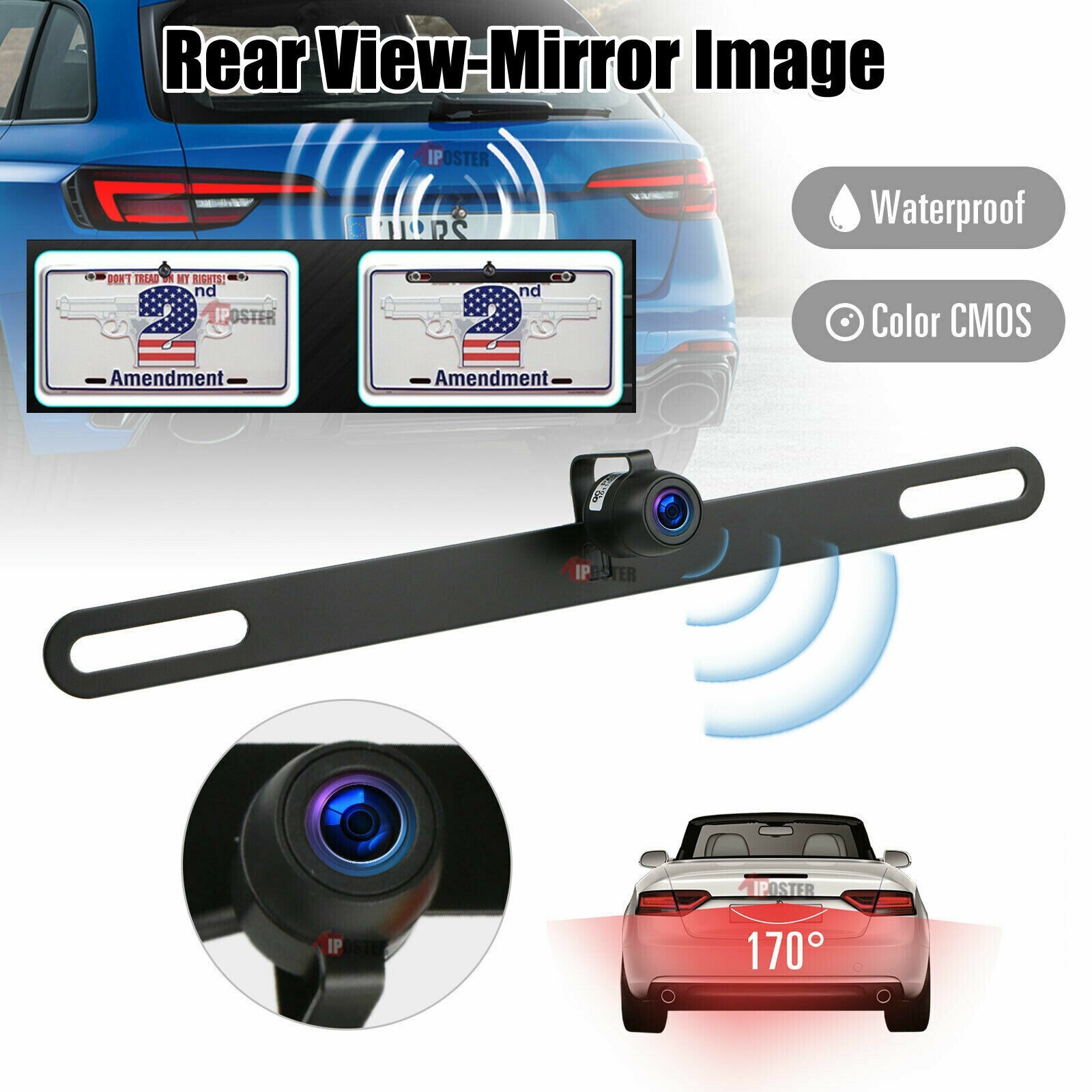 Metal Car License Plate Backup Reverse Rear View Camera Night Vision Waterproof