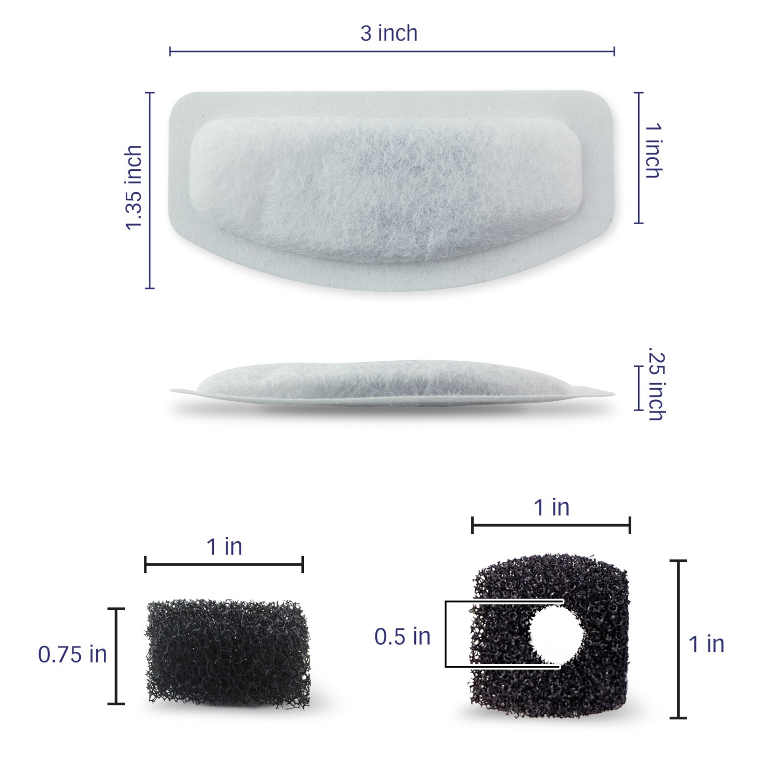 Water Filters & Sponges For ORSDA® Stainless Steel Pet Water Fountains, 12 Pack