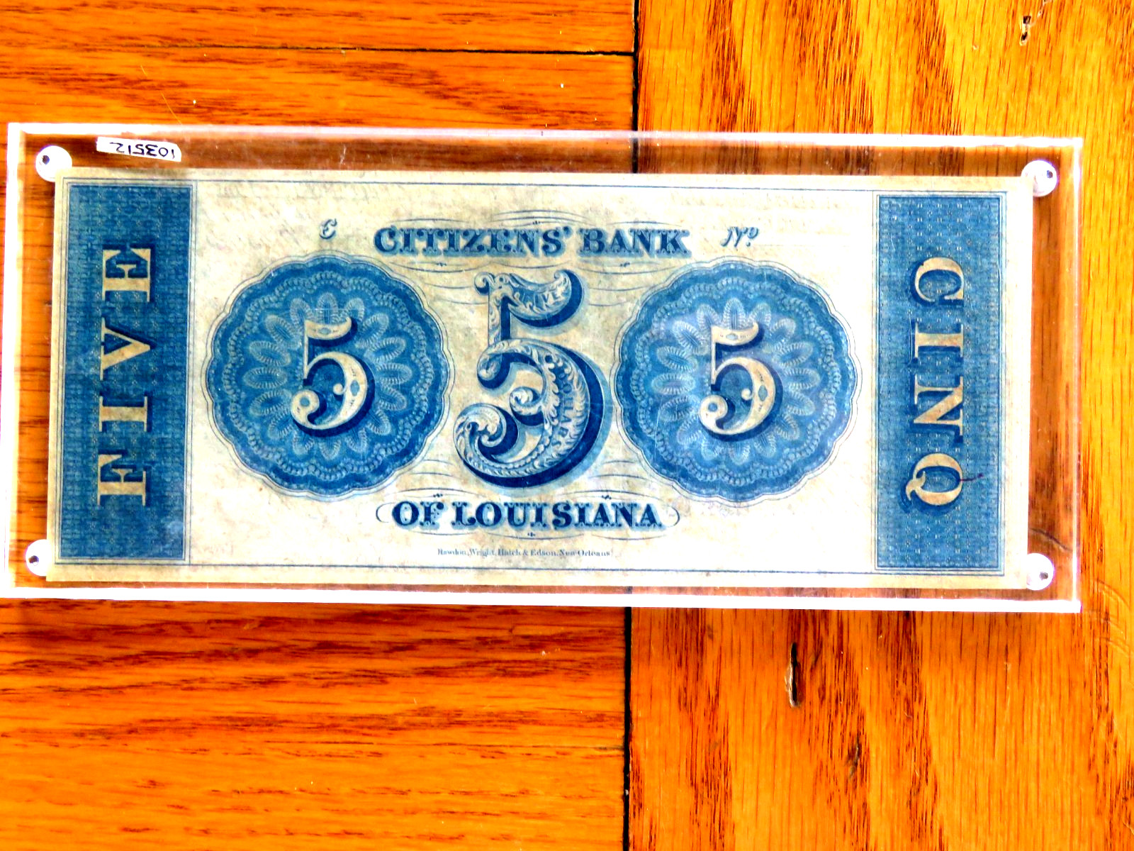 Obsolete Currency Crisp Uncirculated $5 The Citizens Bank of Louisiana B26