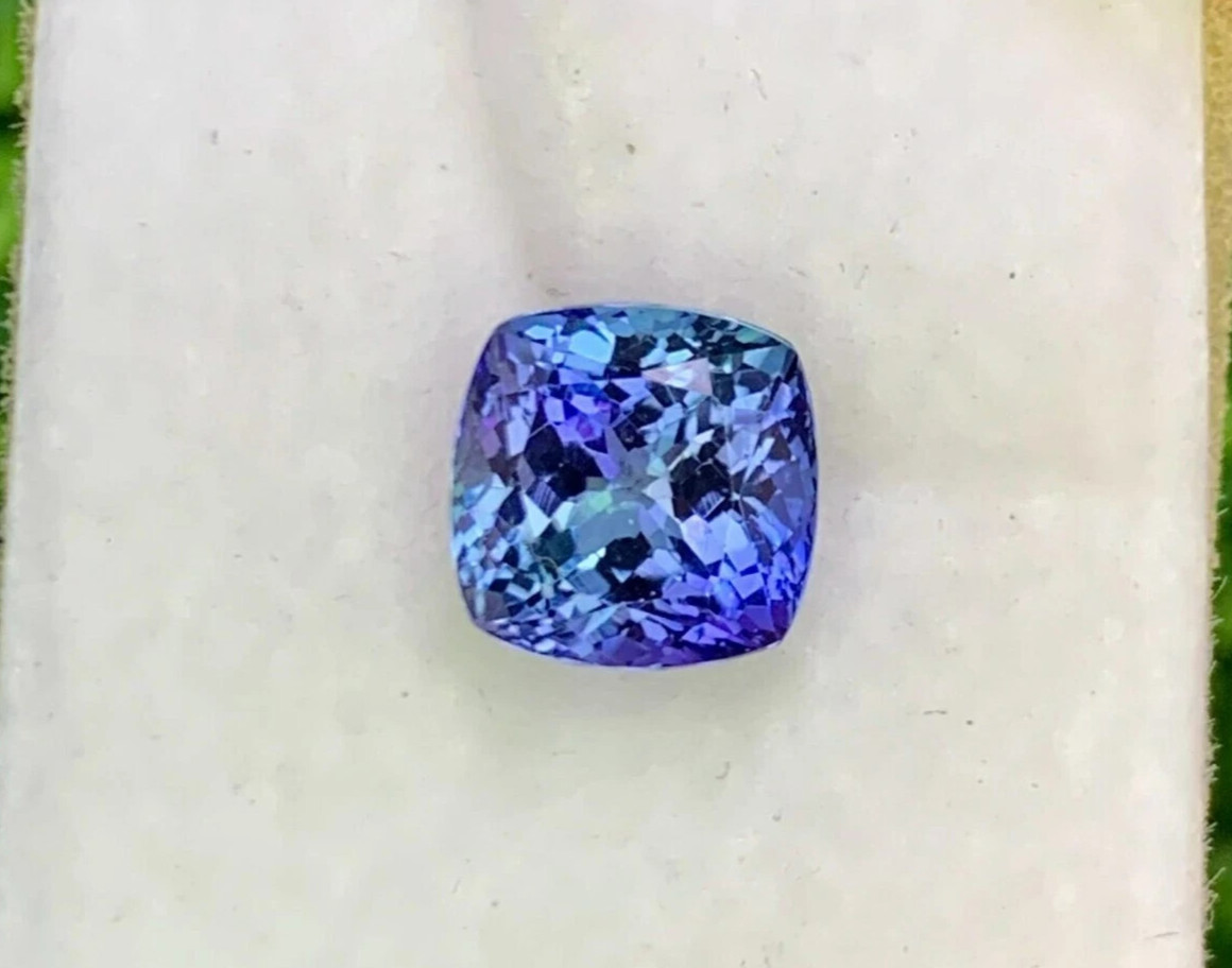 Natural Blue Tanzanite Cushion 9-10 Ct Extremely Rare Certified Loose Gemstone
