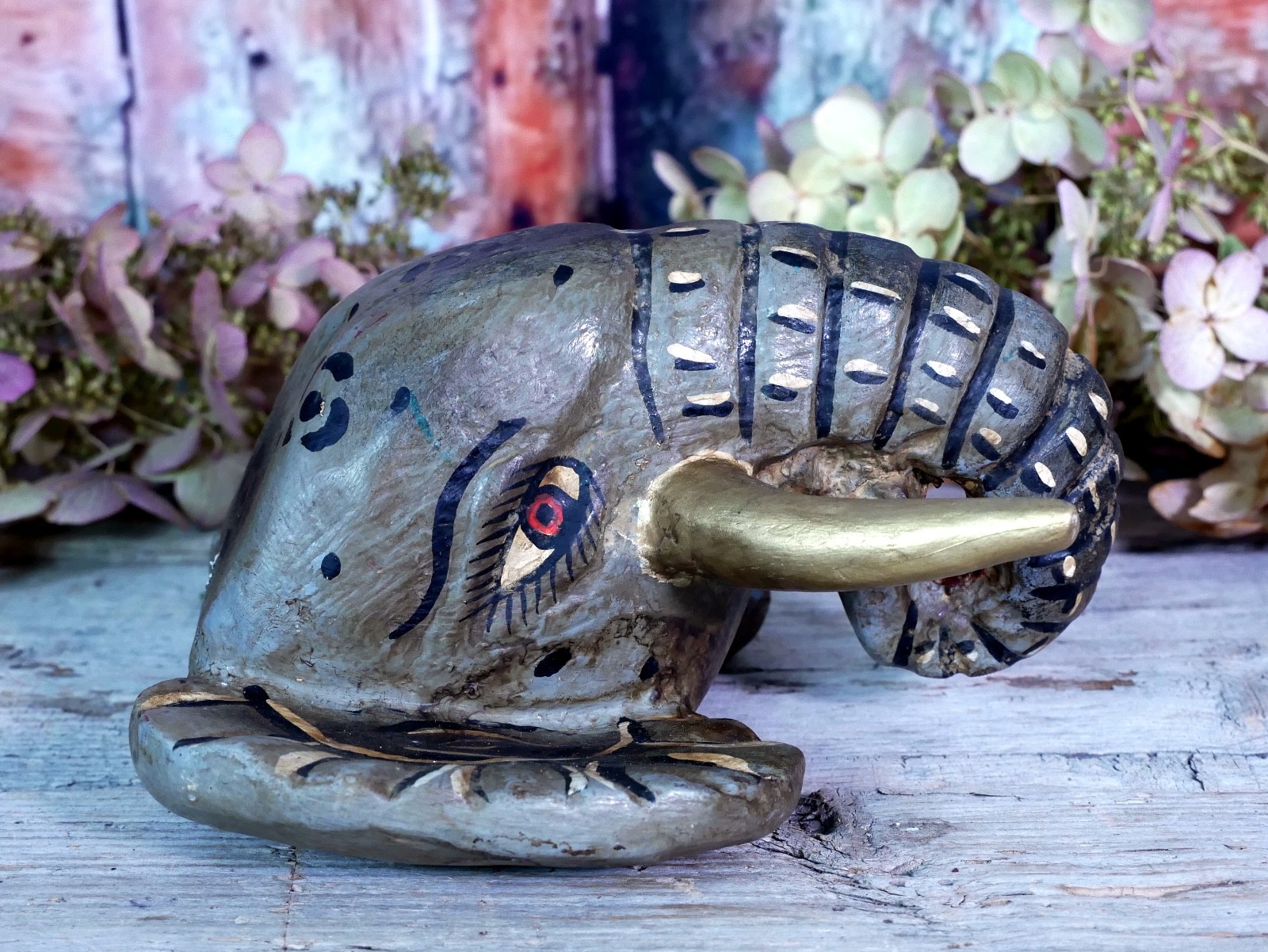 Elephant Mask Wood Handmade Nahua Guerrero Mexican Folk Art