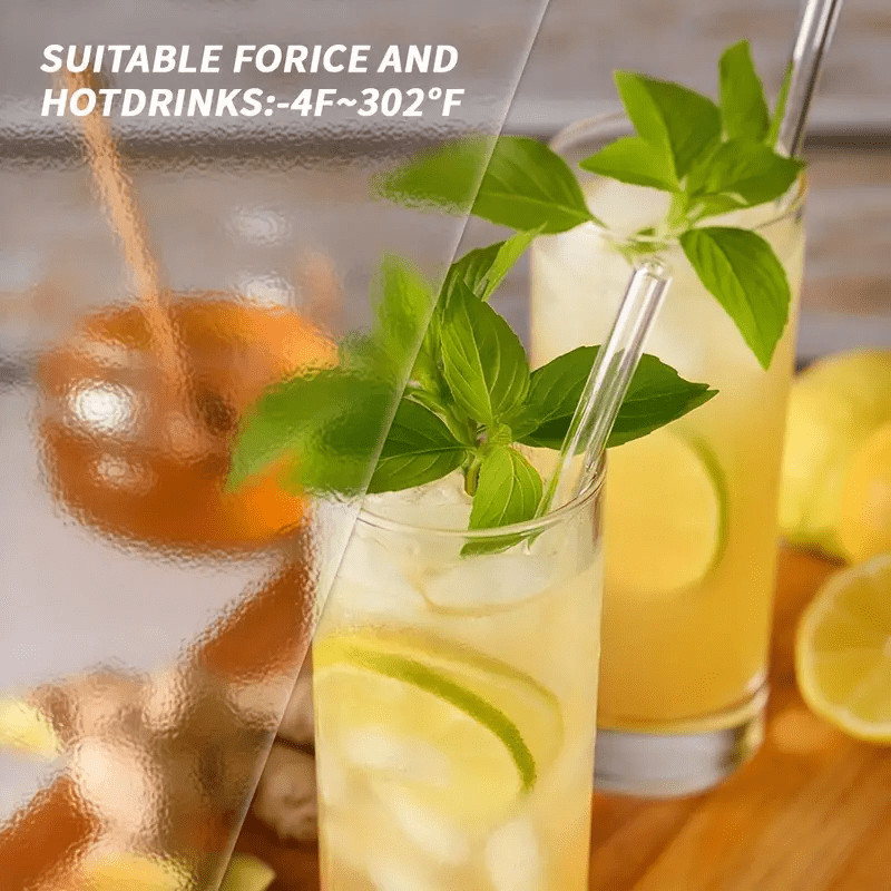 12 Pcs Reusable Glass Drinking Straws 6 Straight & 6 Bent 8x8mm with 2 Brushes