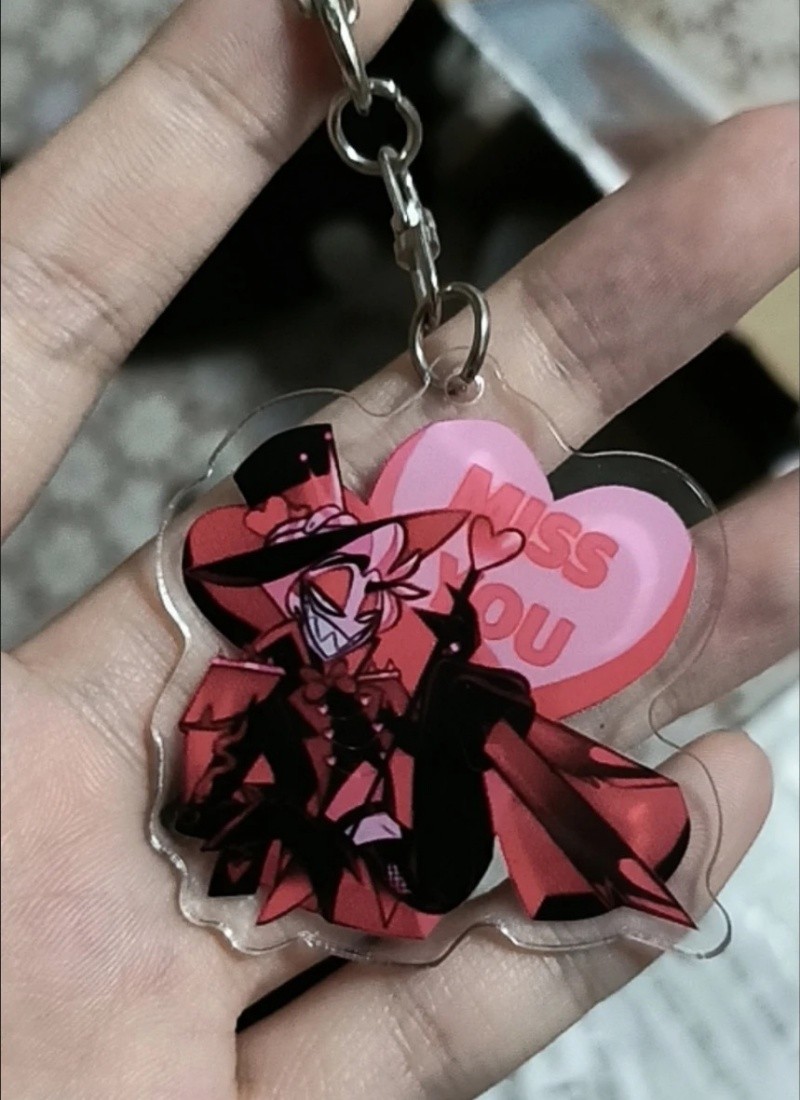 2/pcs Hazbin Hotel Alastor Lucifer Acrylic Pendant Key Chain Key Ring Anime Gift