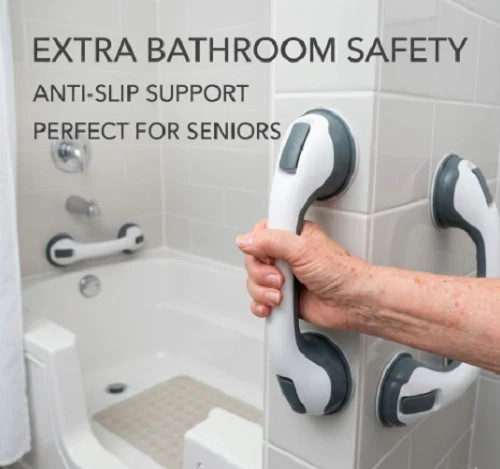 Shower Handle 2 Pack 12" Grab Bars Suction Grip Handicap Elderly Bathroom Safety
