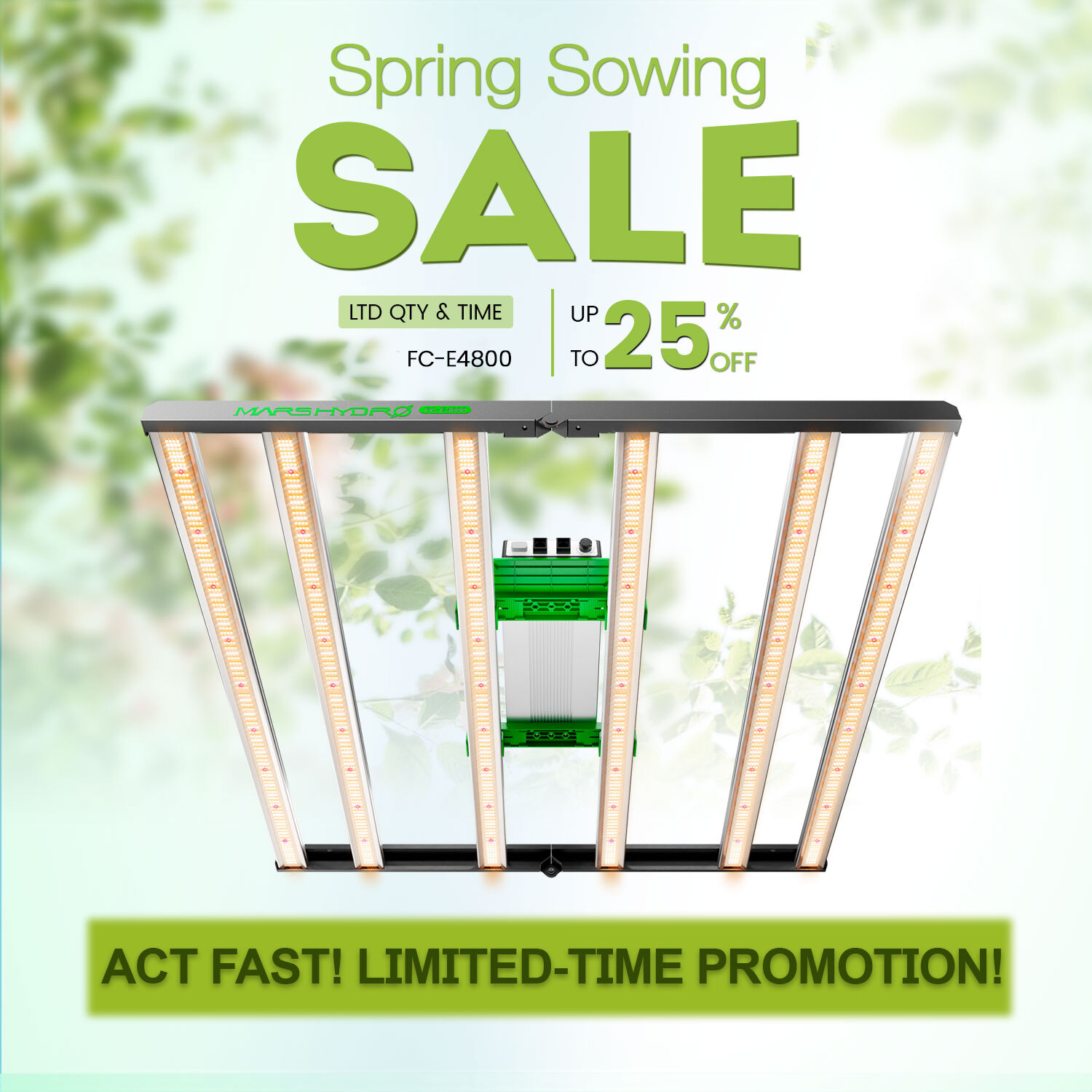 MARS HYDRO Smart FC-E4800 480W LED Grow Light Bar Full Spectrum 4x4ft Dimmable