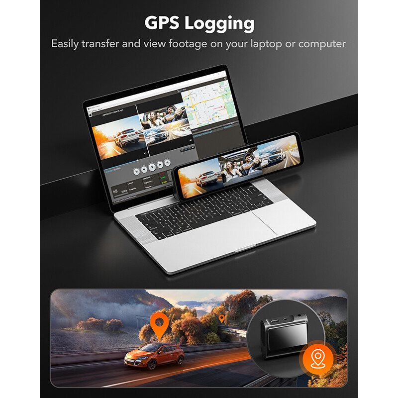 WOLFBOX G890 3 Channel Dash Cam 4K Front and Rear Dash Camera GPS W/ Card Reader