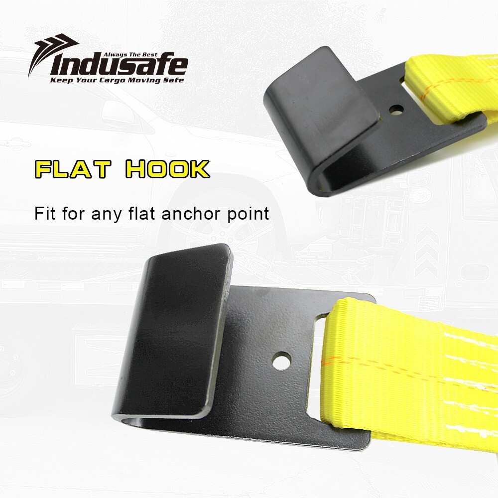 4 Pack Flat Hook Car Tie Down Straps Auto Hauler Ratchet Strap Kit Side Mount