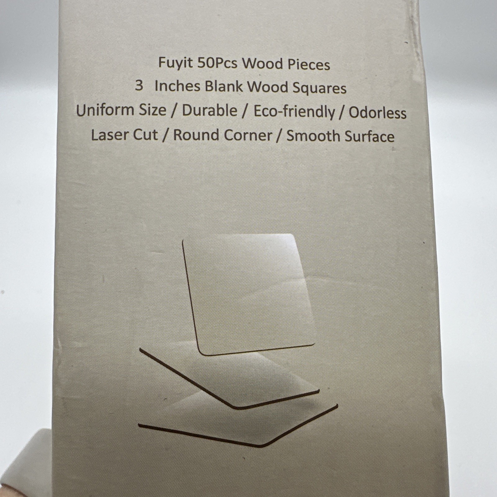 Fuyit Unfinished Wood Pieces 50Pcs 3 x 3 Inch Blank Natural Wood Square Wooden