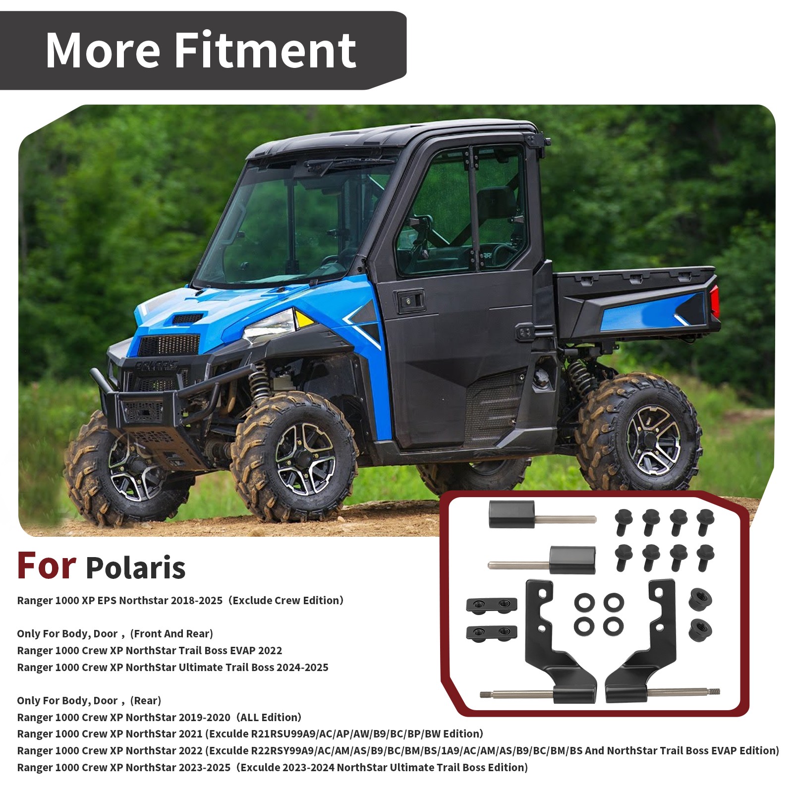 2207709 For Polaris 18-25 Ranger XP 1000 Northstar Half Door Hinge Hardware Kit