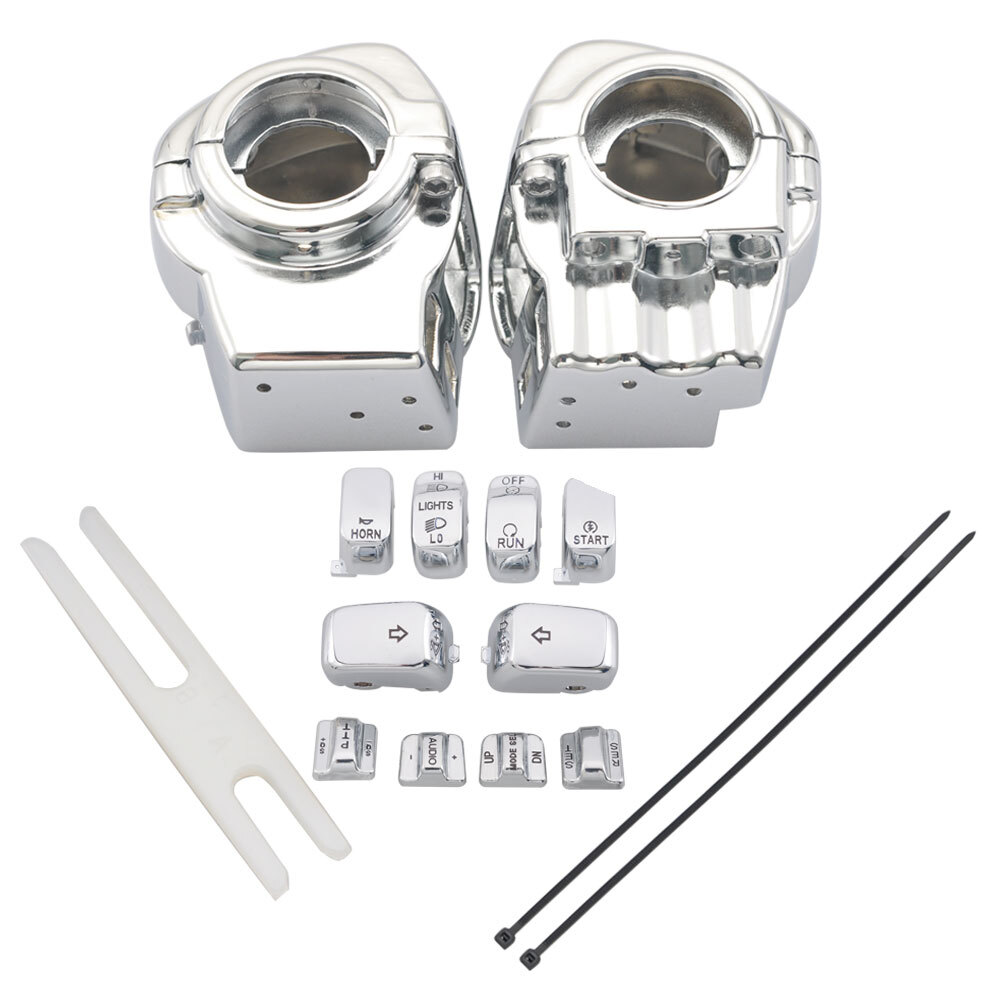 Chrome Switch Housing Covers with 10pcs Button Caps for Harley Touring 1996-2013