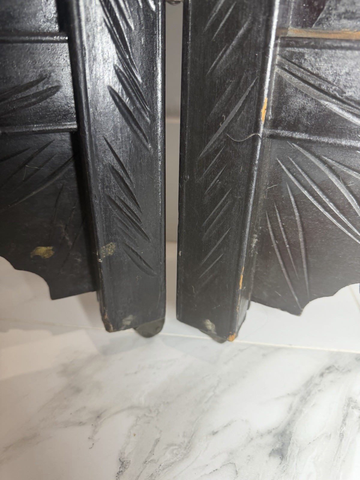 Asian Style Hand Painted Carved Wood Room Divider Birds & Flowers